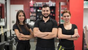 Three salon staff professionals
