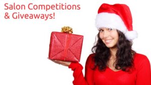 A woman in Santa outfit holding a present