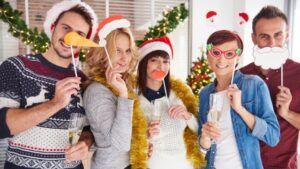 Staff dressed up for christmas